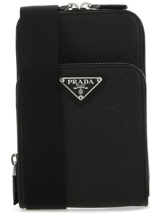 Saffiano Strap Smartphone Mini Bag Black - PRADA - BALAAN 2