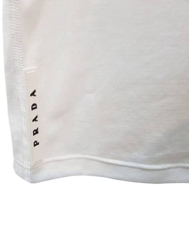 Logo Tag Short Sleeve T-shirt White - PRADA - BALAAN 4