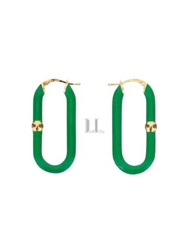 Enamel Hoop Earrings Green - BOTTEGA VENETA - BALAAN 2