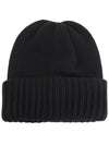 Grenoble Logo Applique Virgin Wool Beanie Black - MONCLER - BALAAN 3