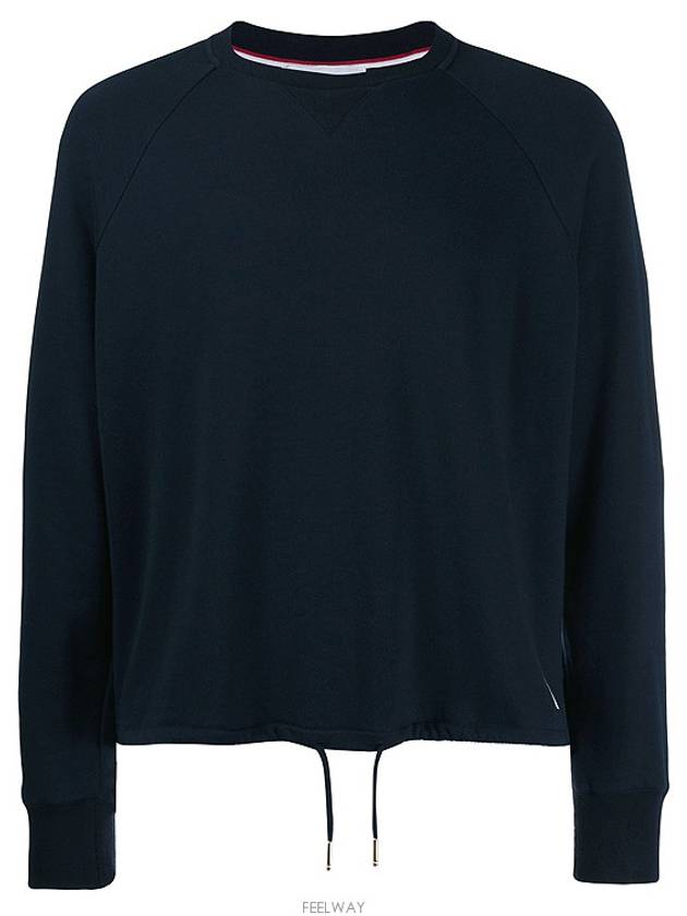 Men's Waist Drawstring Crew Neck Sweatshirt Navy - THOM BROWNE - BALAAN 6