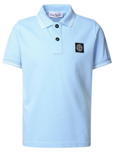 Kids Logo Patch Polo Shirt Light Blue - STONE ISLAND - BALAAN 1