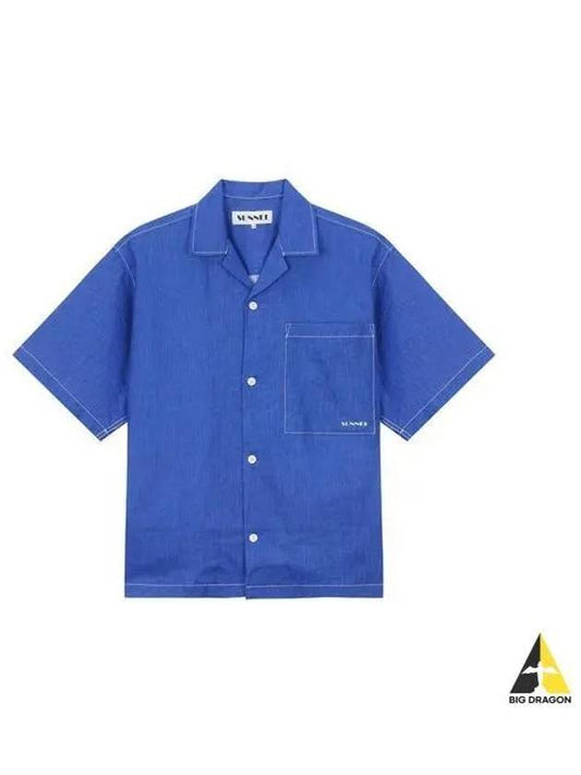 Linen short sleeve shirt blue MRTWMSHR018 LIN001 - SUNNEI - BALAAN 1