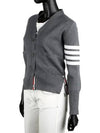 Milano Stitch 4 Bar Classic V Neck Fine Merino Wool Cardigan Medium Grey - THOM BROWNE - BALAAN 2