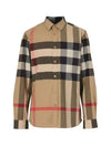 Check Stretch Cotton Poplin Long Sleeve Shirt Beige - BURBERRY - BALAAN 2