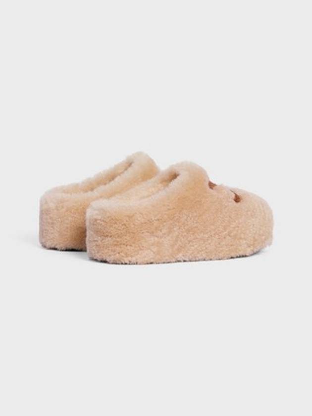 Logo Fur Shearling Mule Cream - CELINE - BALAAN 3