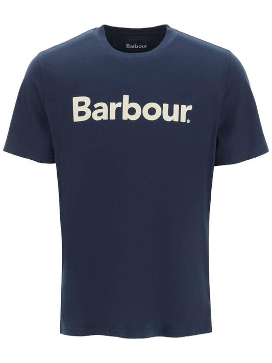 Men's Logo Cotton Short Sleeve T-Shirt Navy - BARBOUR - BALAAN.