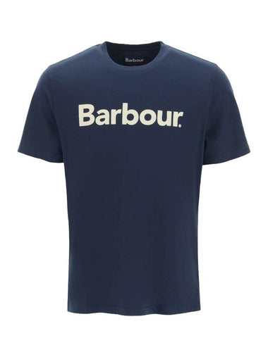 Men's Logo Print Short Sleeve T-Shirt Navy - BARBOUR - BALAAN 1