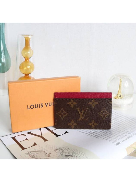 Monogram Card Wallet Fuchsia Brown - LOUIS VUITTON - BALAAN