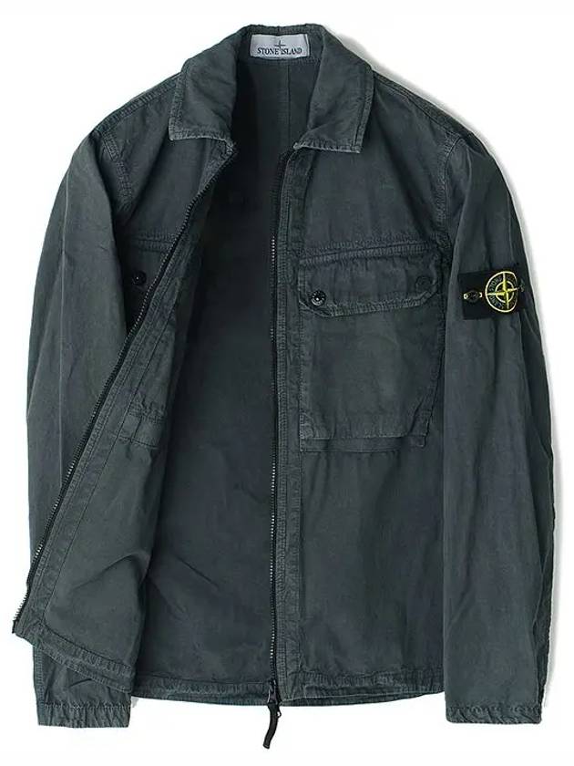 Brushed Organic Cotton Overshirt Jacket Dark Grey - STONE ISLAND - BALAAN 8