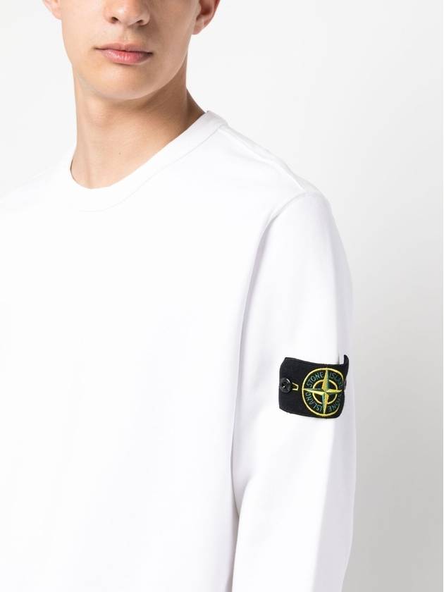 Brushed Cotton Fleece Garment Dyed Crewneck Sweatshirt White - STONE ISLAND - BALAAN 3