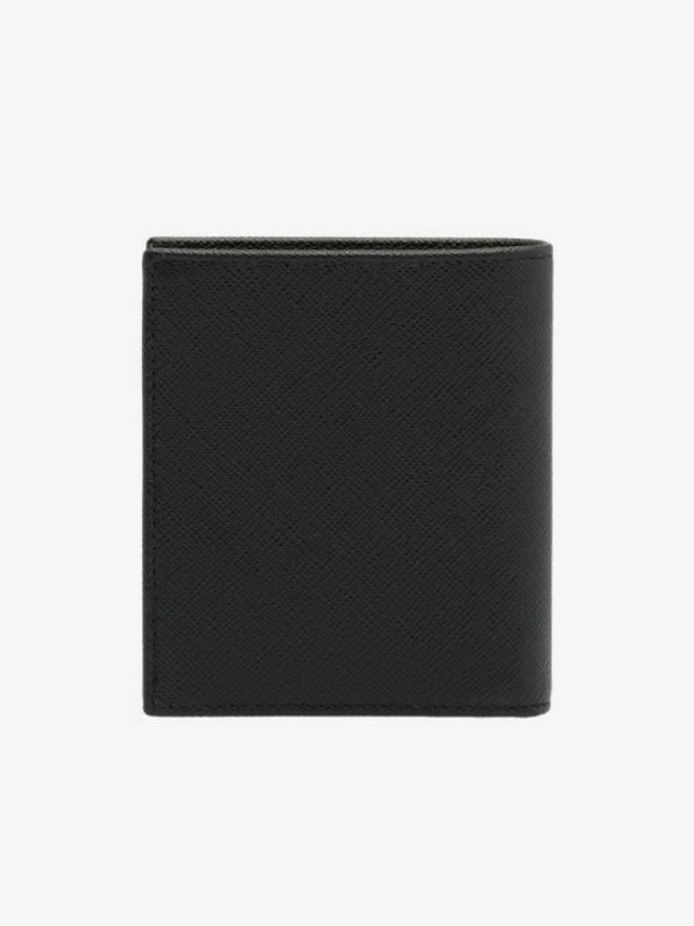 Triangle Logo Saffiano Half Wallet Black - PRADA - BALAAN 4