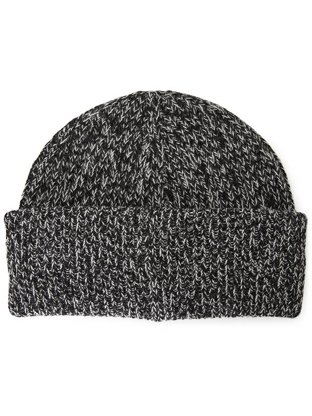 Logo Patch Ribbed Knit Beanie Black - GANNI - BALAAN 3