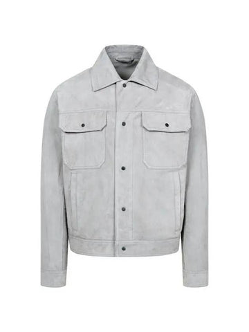 Men s Snap Button Suede Collar Jacket Gray - EMPORIO ARMANI - BALAAN 1