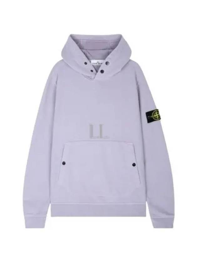 Snap Brushed Cotton Fleece Hoodie Lavender - STONE ISLAND - BALAAN 2