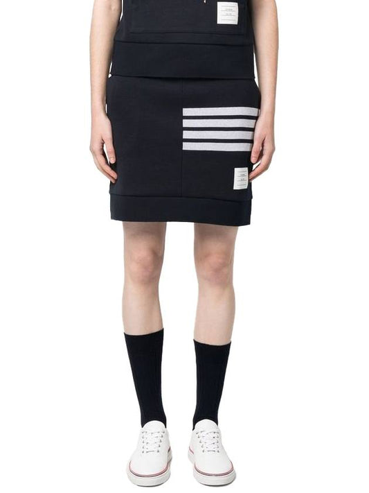 Double Face 4 Bar Knit Mini A Line Skirt Navy - THOM BROWNE - BALAAN 2