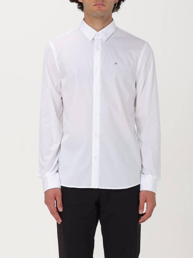 Logo Embroidered Stretch Cotton Shirt K10K110856YAF - CALVIN KLEIN - BALAAN 2