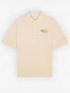 Oversized Textured Polo Shirt Wheat - MAISON KITSUNE - BALAAN 2