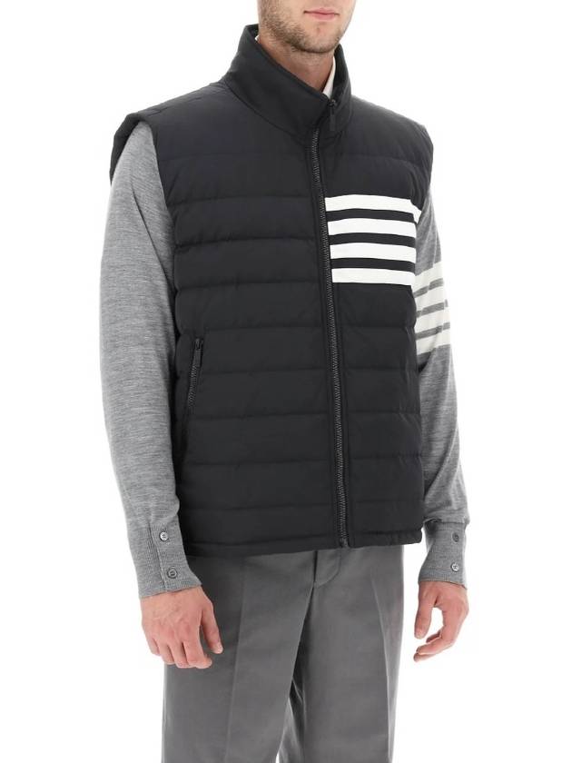 4 Bar Poly Twill Down Vest Charcoal - THOM BROWNE - BALAAN 5