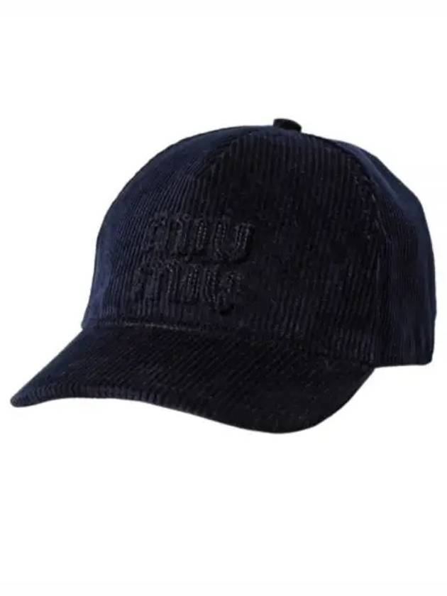 Embossed Logo Velvet Ball Cap Navy - MIU MIU - BALAAN 2