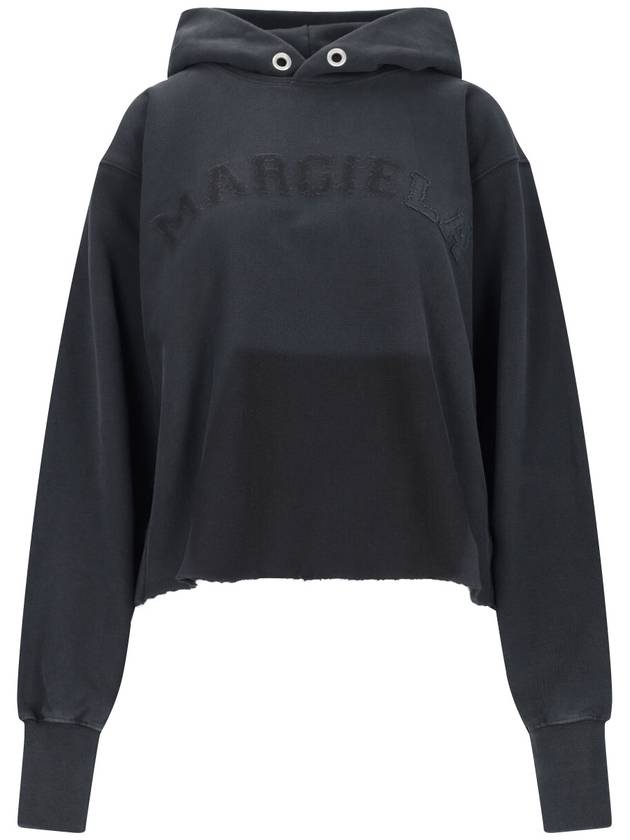 Embroidered Logo Cotton Hoodie Black - MAISON MARGIELA - BALAAN 2