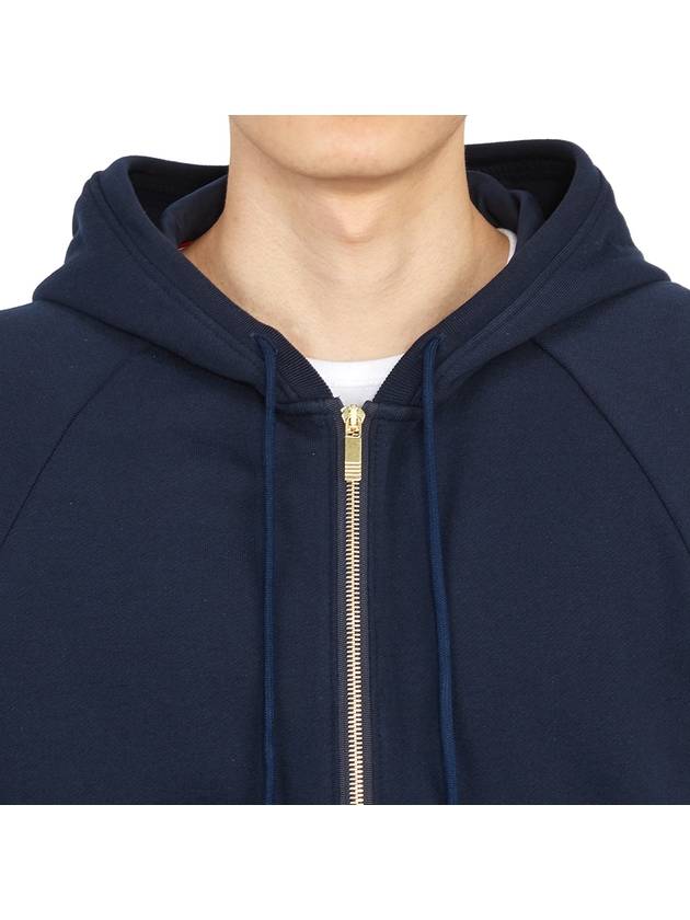 Engineered 4 Bar Diagonal Zip Up Hoodie Navy - THOM BROWNE - BALAAN 10