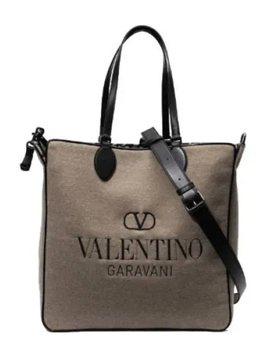 Toile iconograph leather detail shoulder bag tote - VALENTINO - BALAAN 1