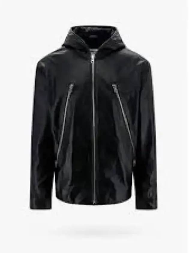 Zipper Hooded Leather Jacket Black - MAISON MARGIELA - BALAAN 2