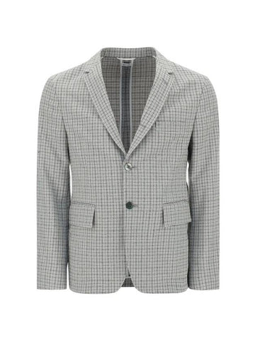 Hairline Check Unconstructed Classic Jacket Medium Grey - THOM BROWNE - BALAAN 1