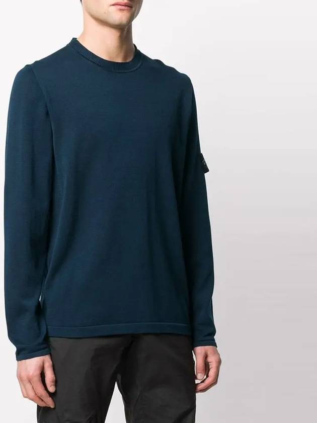 Men's Logo Wappen Crew Neck Knit Sweatshirt Navy - STONE ISLAND - BALAAN 4