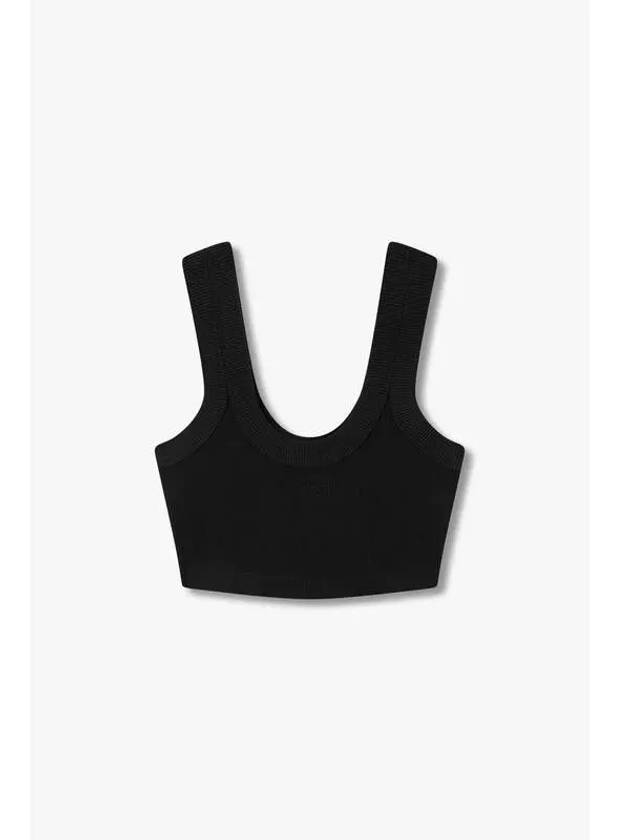 Embossed logo ribbed bra top black - ALEXANDER WANG - BALAAN 1