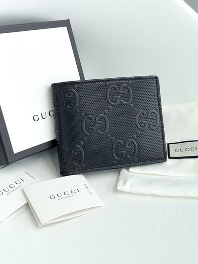 GG Emboss Leather Half Wallet Black - GUCCI - BALAAN 2