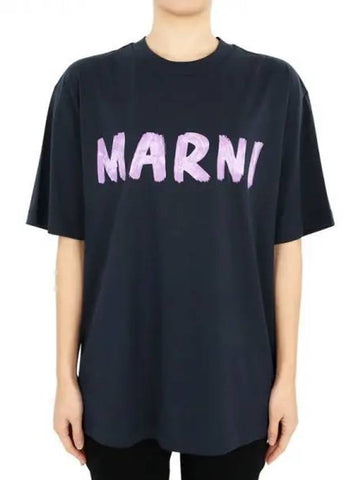 Women s Logo Stamp Cotton Short Sleeve Blue Black THJET49 EPHUSCS11 L2B99 1053689 - MARNI - BALAAN 1