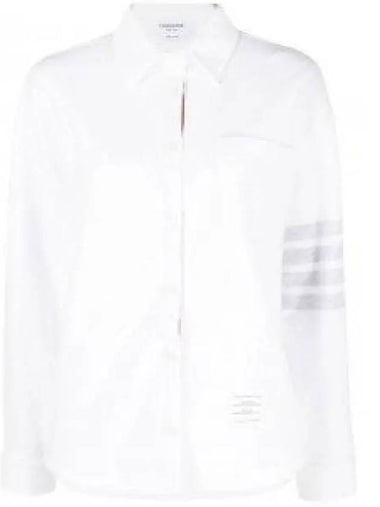 FJT247A 06772 100 Women s Striped Shirt White 1206707 - THOM BROWNE - BALAAN 1