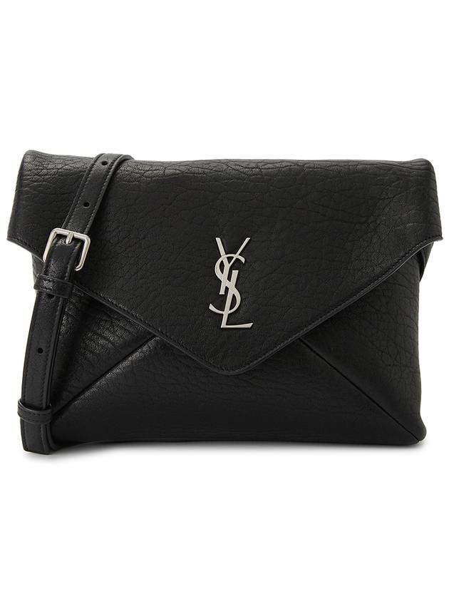 Cassandre Envelope Strap Leather Cross Bag Black - SAINT LAURENT - BALAAN 2