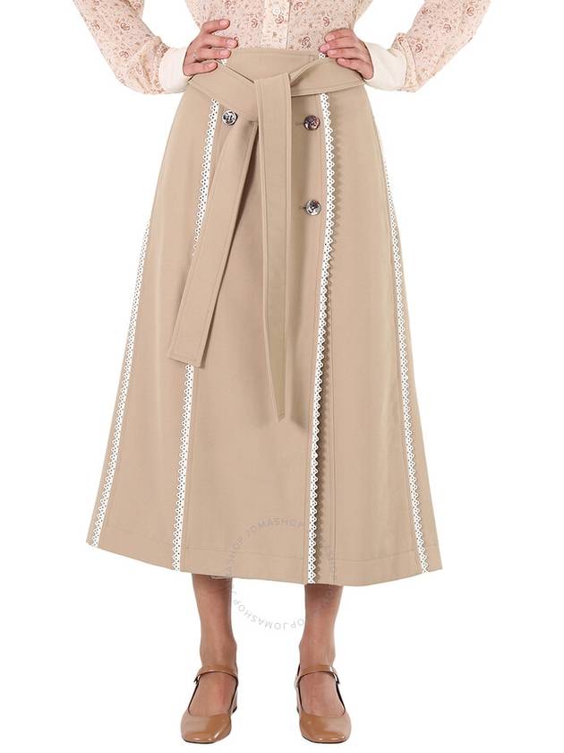 Chloe Ladies Pearl Beige Scallop-Trim Belted Trench Skirt, Brand Size 36 (US Size 4) - CHLOE - BALAAN 1