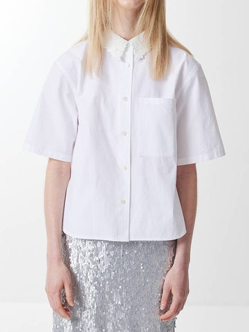 Collar lace short sleeve shirt white 0053 - VOYONN - BALAAN 1