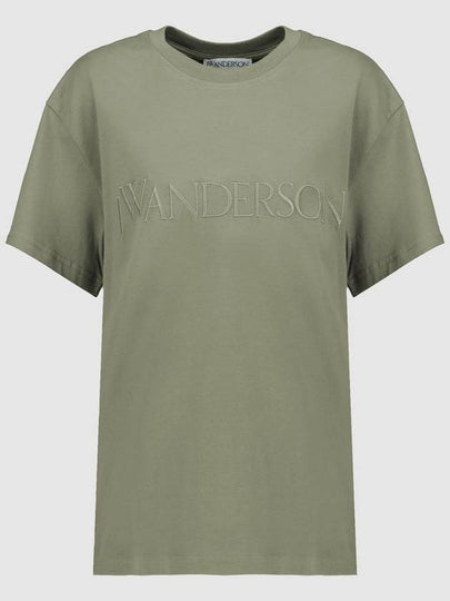 Embroidery Logo Cotton Short Sleeve T-Shirt Green - JW ANDERSON - BALAAN 2