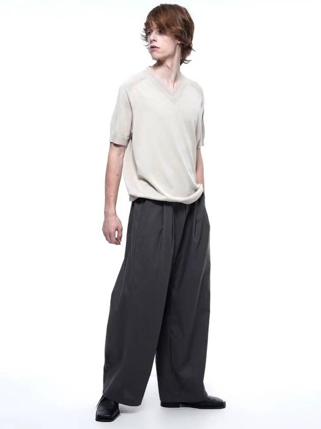 Linen Two Tuck Wide Pants Gray - CHANCE'S NOI - BALAAN 7