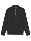 Men's V-Neck Half Zip Merino Wool Knit Top Dark Grey - G/FORE - BALAAN 2