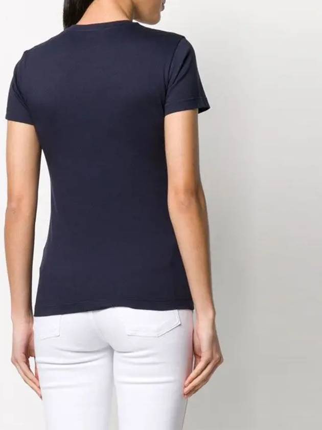 Women's Cotton Logo Patch Short Sleeve T-Shirt Navy - MONCLER - BALAAN.