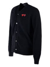 Men's Double Heart Waffen Wool Cardigan AZN058 BLACK - COMME DES GARCONS - BALAAN 2