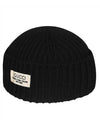 Rib Wool Label Beanie Black - GUCCI - BALAAN 1