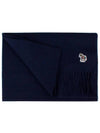 Zebra Logo Patch Wool Muffler Navy - PAUL SMITH - BALAAN.