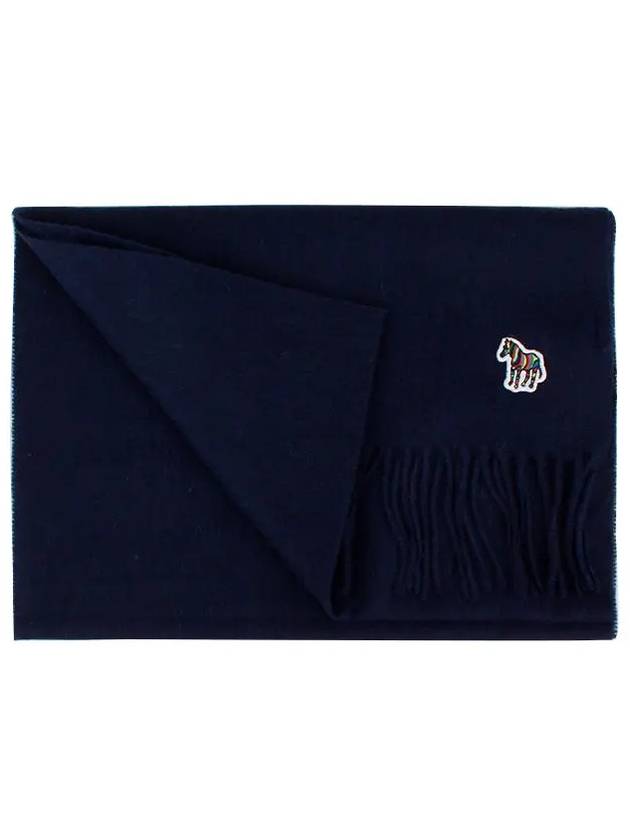 Zebra Logo Patch Wool Muffler Navy - PAUL SMITH - BALAAN.