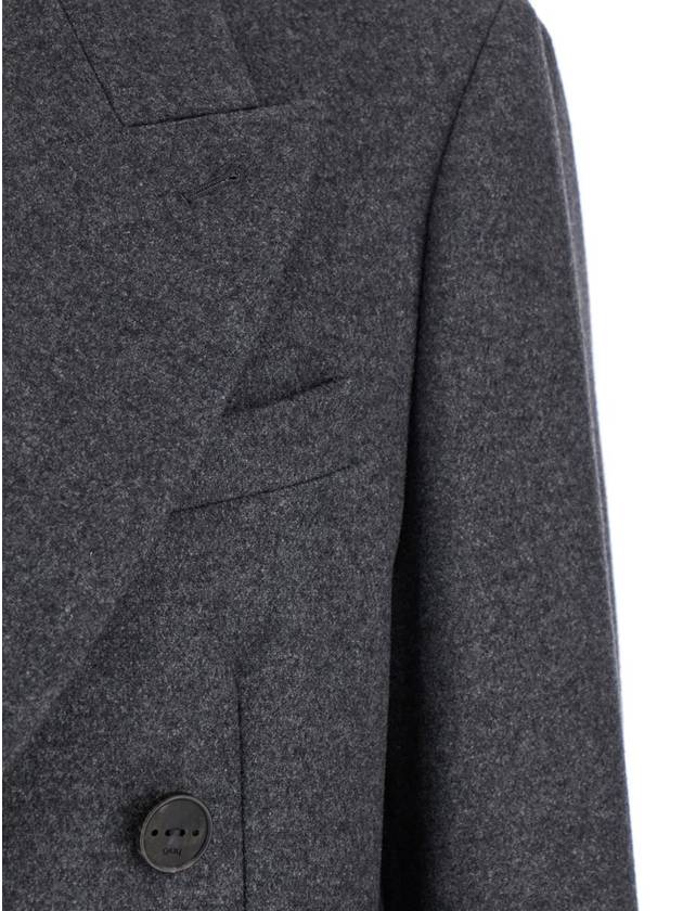 Grey Double-Breasted Coat With Pointed Lapels In Wool Blend Man - HEVO - BALAAN 3