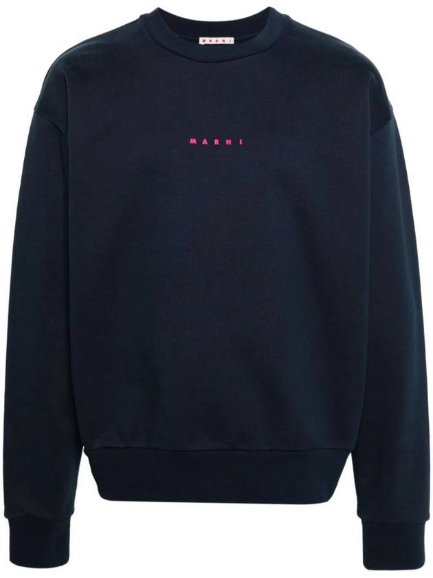 Mini Logo Organic Cotton Sweatshirt Navy - MARNI - BALAAN 1