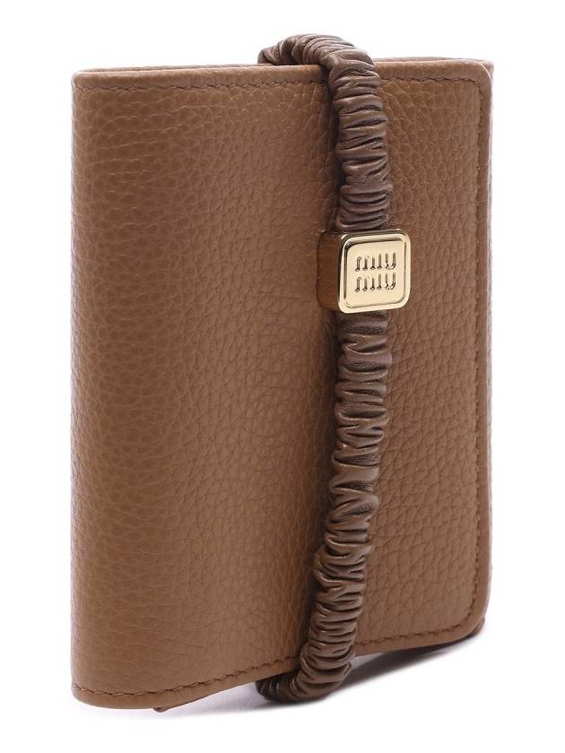 Logo Plaque Bifold Wallet Caramello - MIU MIU - BALAAN 4