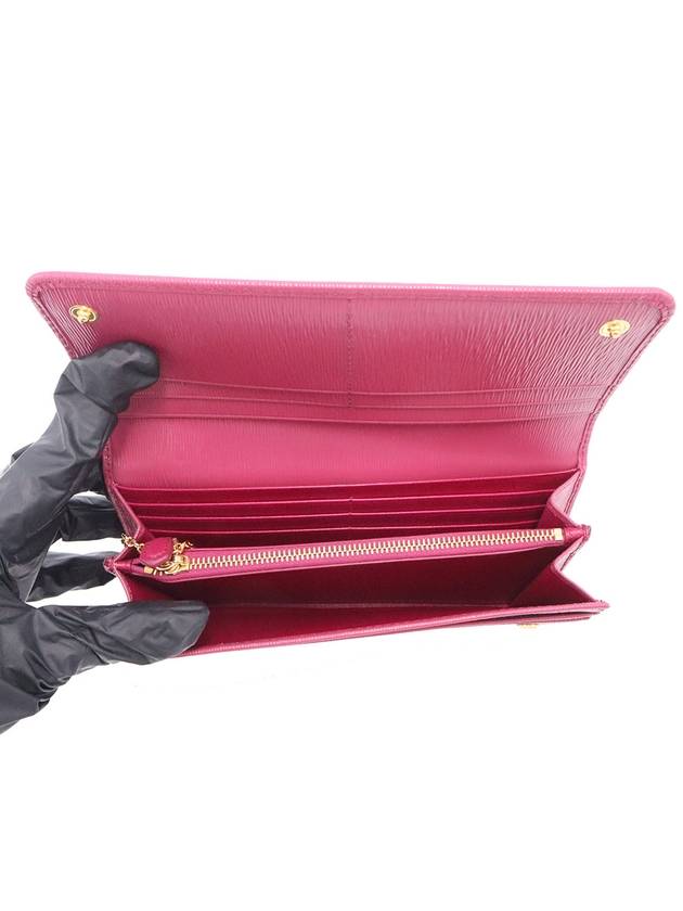 Women s Prada 1MH132 Pink Saffiano Gold Metal Lettering Logo Long Wallet gt Gangbuk used luxury goods - PRADA - BALAAN 8