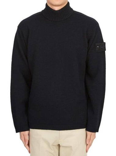 Ghost Piece Mock Neck Virgin Wool Knit Top Navy - STONE ISLAND - BALAAN 1